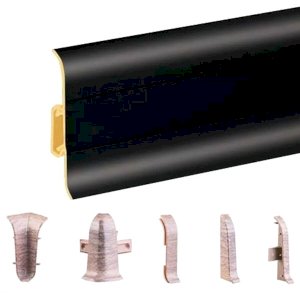 Black Mat PVC Skirting Board & Accessories Cable Cover with Flexible Edges