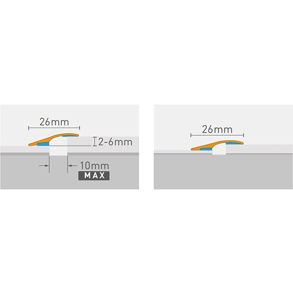 Brushed Aluminium 26mm Wide Threshold Ramp Door Floor Bar Edge Trim