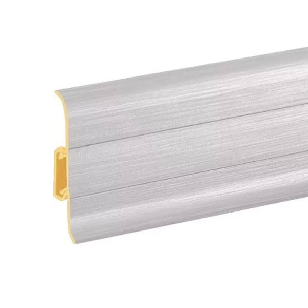 Brushed Aluminium PVC Skirting Board & Accessories Cable Cover with Flexible Edges