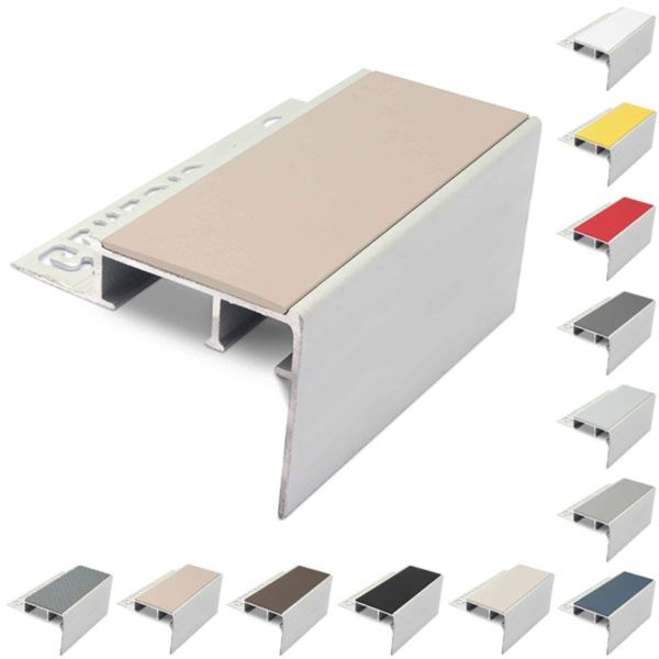 Heavy Duty Aluminium Ceramic Tile-In Stair Nosing For 12.5mm Flooring With PVC Insert