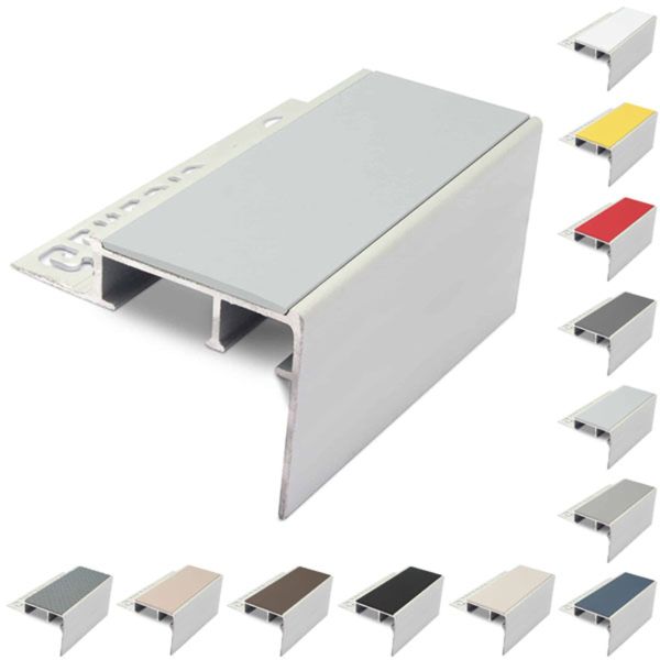 Heavy Duty Aluminium Ceramic Tile-In Stair Nosing For 12.5mm Flooring With PVC Insert