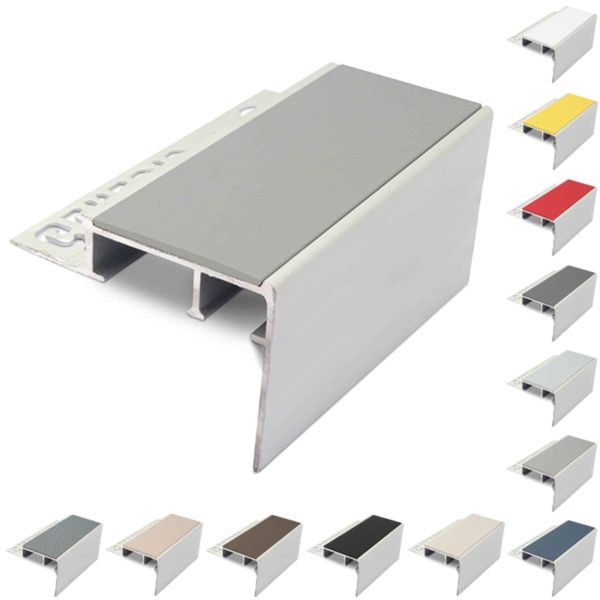 Heavy Duty Aluminium Ceramic Tile-In Stair Nosing For 12.5mm Flooring With PVC Insert