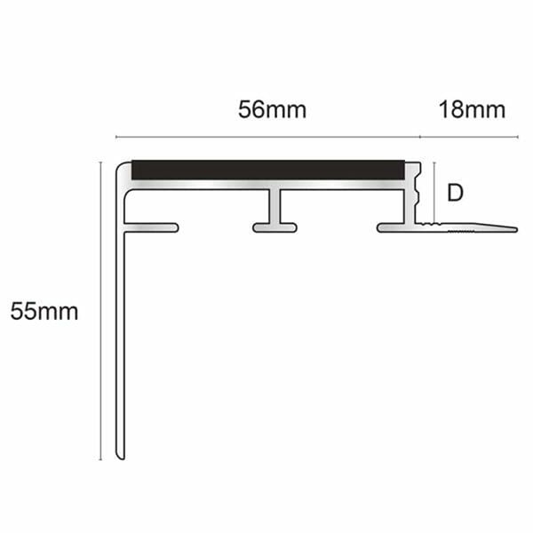 Heavy Duty Aluminium Ceramic Tile-In Stair Nosing For 12.5mm Flooring With PVC Insert