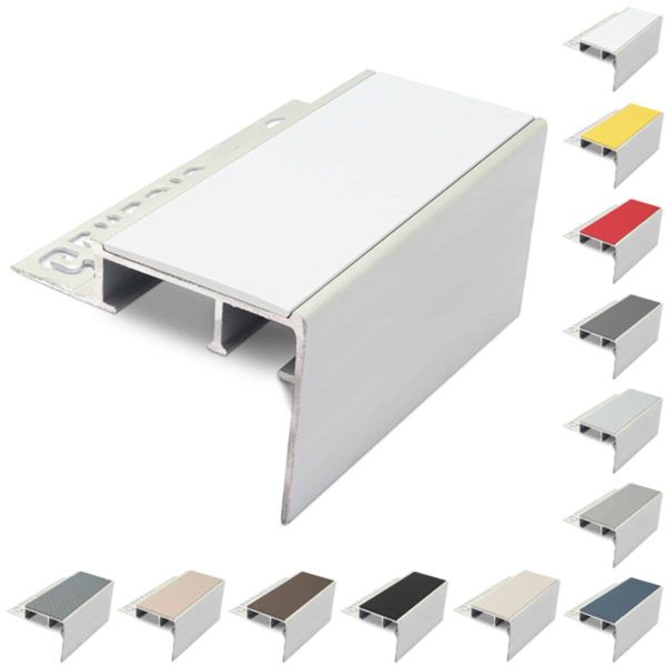Heavy Duty Aluminium Ceramic Tile-In Stair Nosing For 12.5mm Flooring With PVC Insert