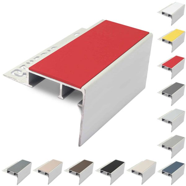 Heavy Duty Aluminium Ceramic Tile-In Stair Nosing For 12.5mm Flooring With PVC Insert