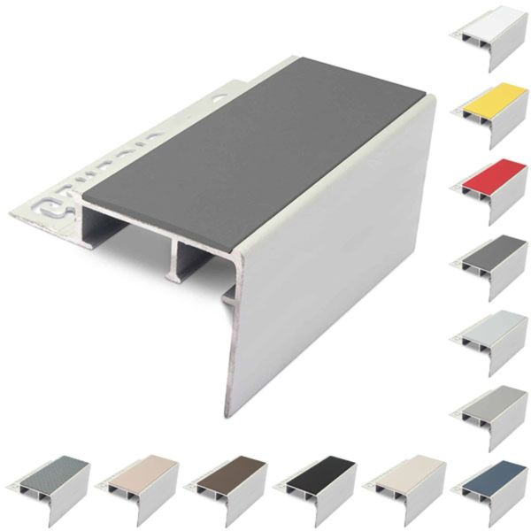 Heavy Duty Aluminium Ceramic Tile-In Stair Nosing For 12.5mm Flooring With PVC Insert
