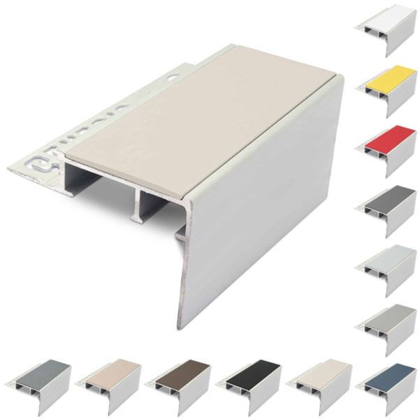 Heavy Duty Aluminium Ceramic Tile-In Stair Nosing For 12.5mm Flooring With PVC Insert