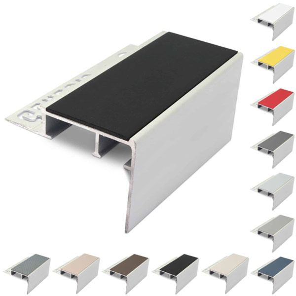 Heavy Duty Aluminium Ceramic Tile-In Stair Nosing For 12.5mm Flooring With PVC Insert