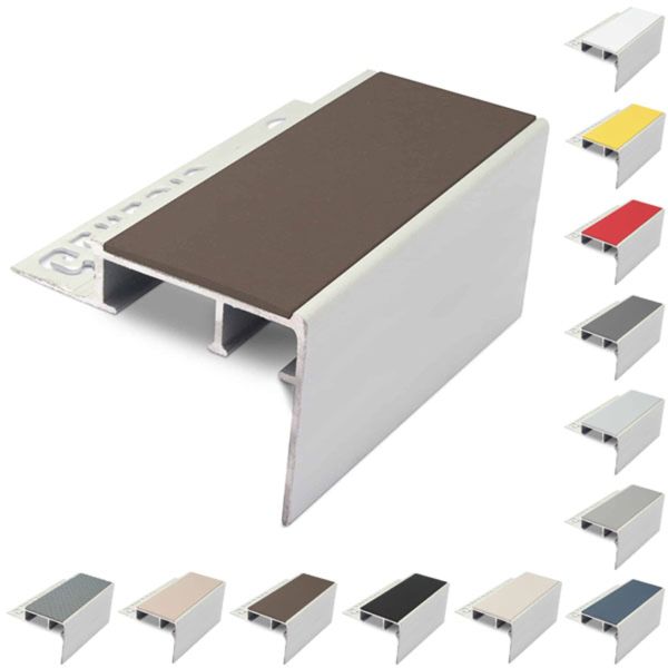 Heavy Duty Aluminium Ceramic Tile-In Stair Nosing For 12.5mm Flooring With PVC Insert