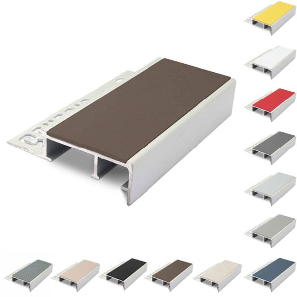 Anti Slip Ceramic Tile-In Stair Nosing For 12.5mm Flooring With PVC Insert