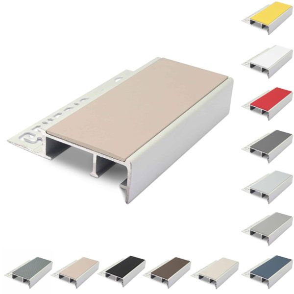Anti Slip Ceramic Tile-In Stair Nosing For 12.5mm Flooring With PVC Insert