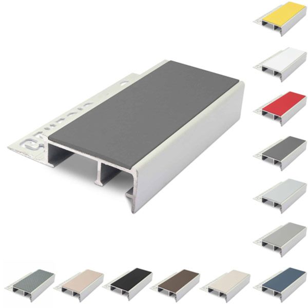 Anti Slip Ceramic Tile-In Stair Nosing For 12.5mm Flooring With PVC Insert