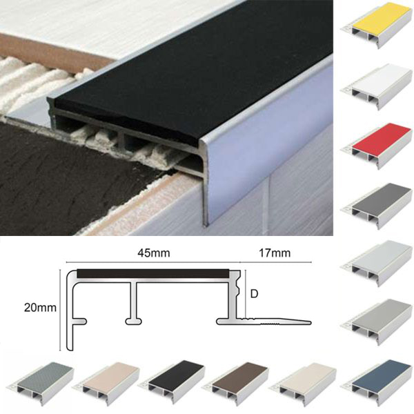 Anti Slip Ceramic Tile-In Stair Nosing For 12.5mm Flooring With PVC Insert
