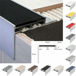 Heavy Duty Aluminium Ceramic Tile-In Stair Nosing For 12.5mm Flooring With PVC Insert