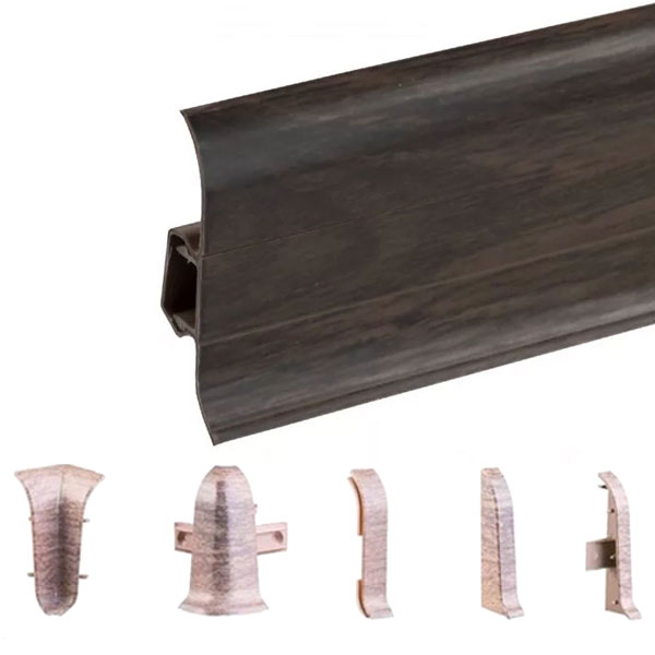 Congo Oak PVC Skirting Board & Accessories Cable Cover with Flexible Edges