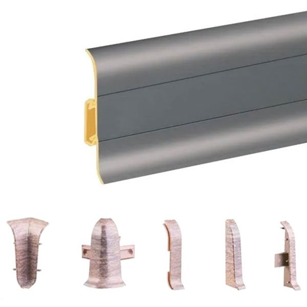 Grey PVC Skirting Board & Accessories Cable Cover with Flexible Edges