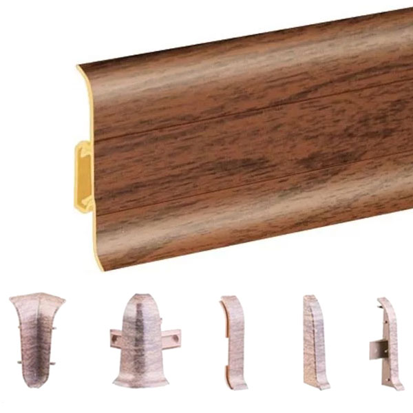 Kempas PVC Skirting Board & Accessories Cable Cover with Flexible Edges