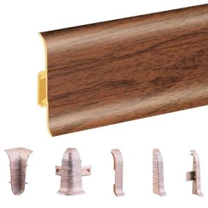 Kempas PVC Skirting Board & Accessories Cable Cover with Flexible Edges