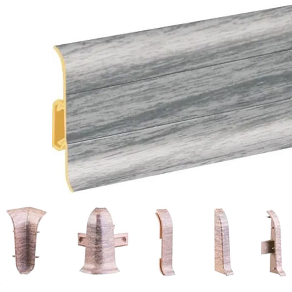 Light Grey Oak PVC Skirting Board & Accessories Cable Cover with Flexible Edges