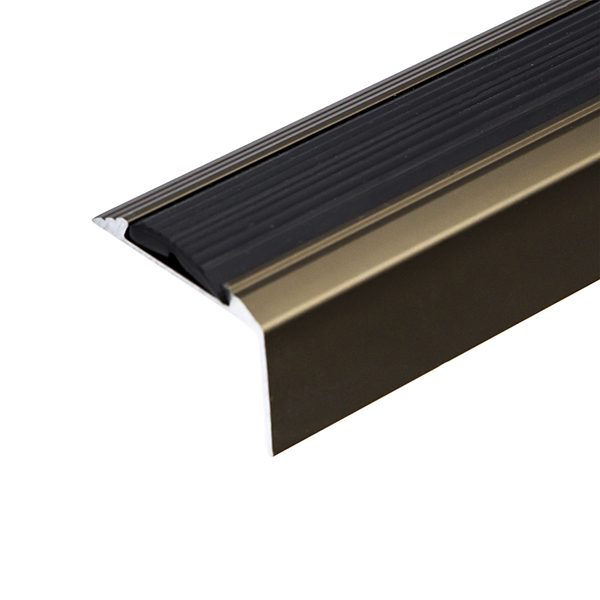 Non Slip Rubber Insert Anodised Aluminium Stairs Nosing For Tread Edges