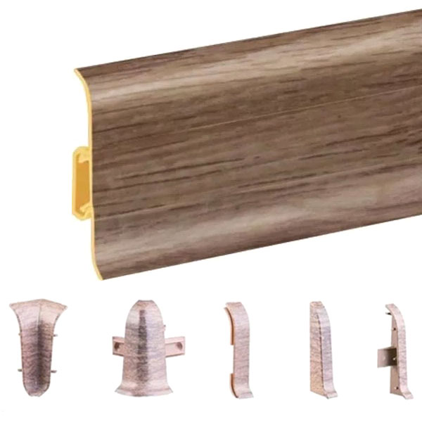Oak Monaco PVC Skirting Board & Accessories Cable Cover with Flexible Edges