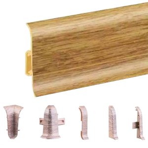 Oak Nevada PVC Skirting Board & Accessories Cable Cover with Flexible Edges