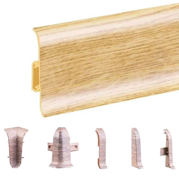 Oak Stave PVC Skirting Board & Accessories Cable Cover with Flexible Edges