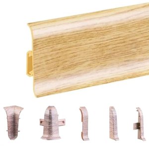 Oak Stave PVC Skirting Board & Accessories Cable Cover with Flexible Edges