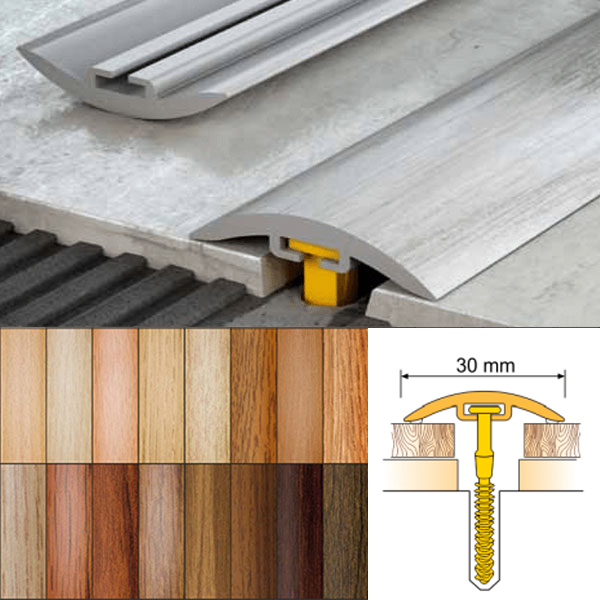 PVC Door Floor Trim 30mm Wide for Wooden, Laminate, Carpet, Vinyl or Tiled Floors