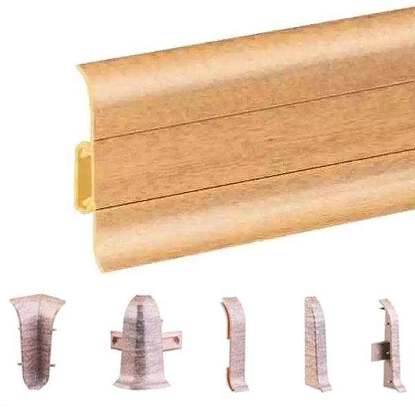 PVC Skirting Board Beech & Cable Cover with Flexible Edges Accessories