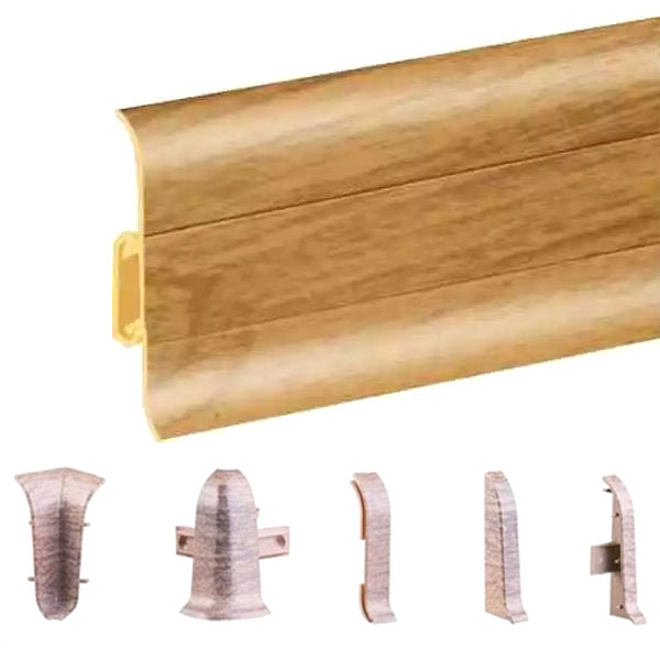 PVC Skirting Board Light Oak  & Cable Cover with Flexible Edges Accessories 