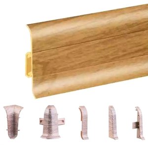 PVC Skirting Board Light Oak  & Cable Cover with Flexible Edges Accessories 