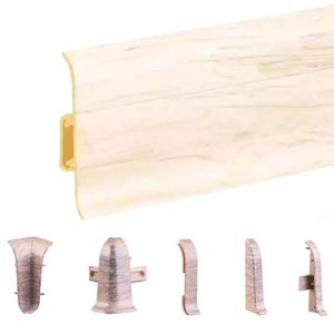 PVC Skirting Board Mountain Maple & Cable Cover with Flexible Edges Accessories