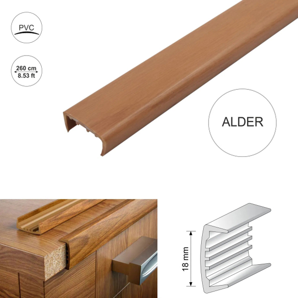 PVC U Section Melamine Furniture Plastic Edge Trim 18mm