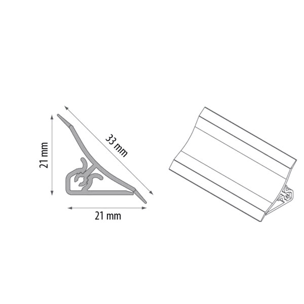 PVC Worktop Profile Trim 2.5m Long & 33mm Wide Edging Splashback Accessories