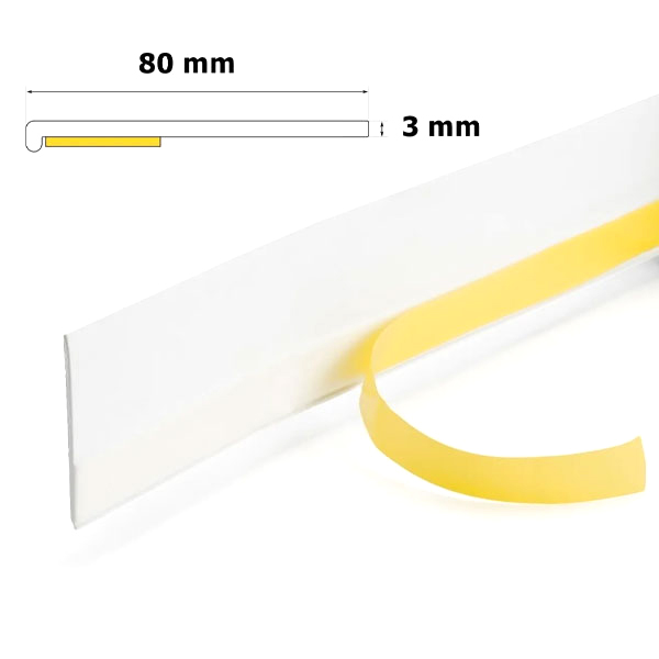 Self-Adhesive Flat White PVC Cover 6m Long Strip for Door & Window Architrave 