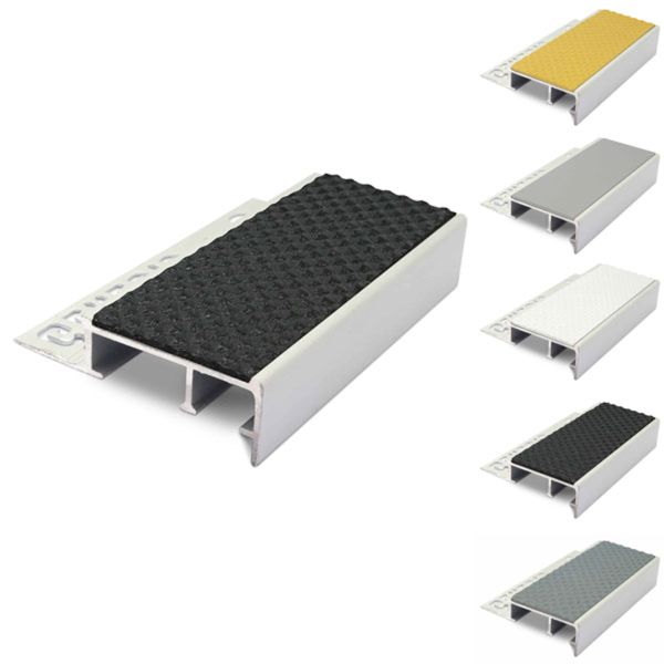 Slimline Ceramic Tile-In Tredsafe Stair Nosing For 10mm Flooring With PVC Insert