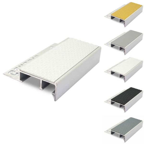 Slimline Ceramic Tile-In Tredsafe Stair Nosing For 10mm Flooring With PVC Insert