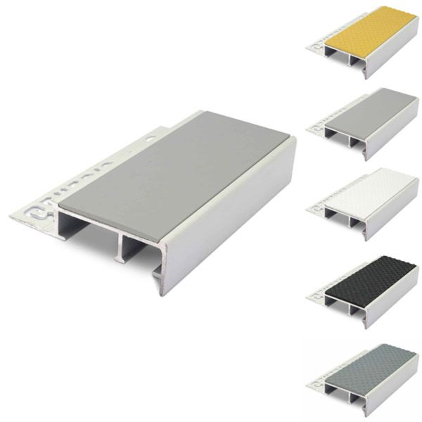 Slimline Ceramic Tile-In Tredsafe Stair Nosing For 10mm Flooring With PVC Insert