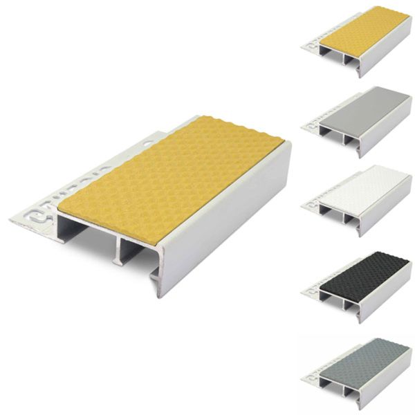 Slimline Ceramic Tile-In Tredsafe Stair Nosing For 10mm Flooring With PVC Insert
