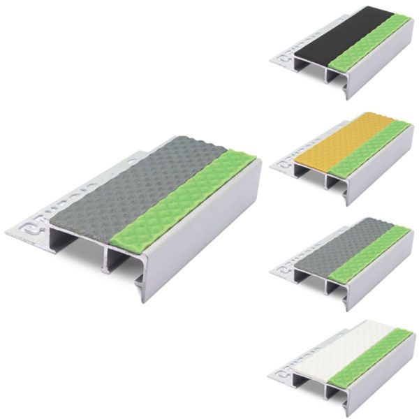 Slimline Tile-In Stair Tredsafe Nosing For 10mm Flooring With PVC Insert