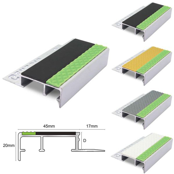 Slimline Tile-In Stair Tredsafe Nosing For 10mm Flooring With PVC Insert
