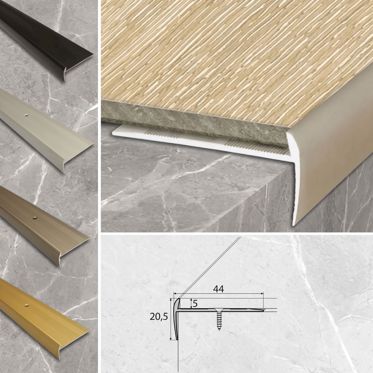 Stairs Nosing Screw Fix For 5mm Flooring Luxury Click Vinyl