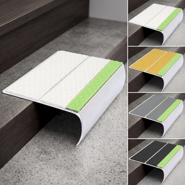 Tredsafe Aluminium Stair Edge Trim with Anti-Slip PVC Insert 91 x 39mm