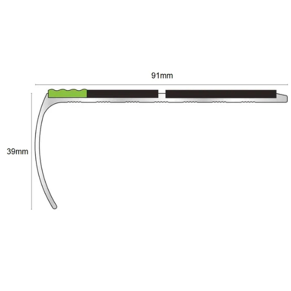 Tredsafe Aluminium Stair Edge Trim with Anti-Slip PVC Insert 91 x 39mm