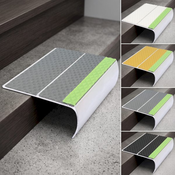 Tredsafe Aluminium Stair Edge Trim with Anti-Slip PVC Insert 91 x 39mm