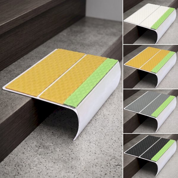 Tredsafe Aluminium Stair Edge Trim with Anti-Slip PVC Insert 91 x 39mm