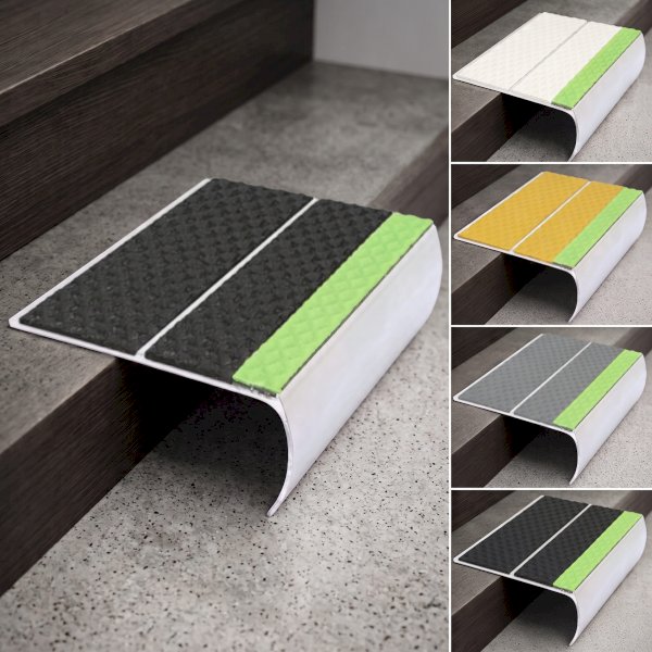 Tredsafe Aluminium Stair Edge Trim with Anti-Slip PVC Insert 91 x 39mm