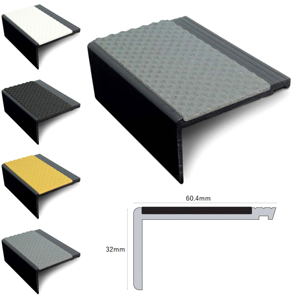 Tredsafe Hard Nose Stair Nosing 60mm x 32mm with PVC Insert