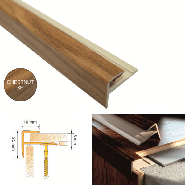 UPVC Push In Stair Nosing for Stair Laminate Edge Trim